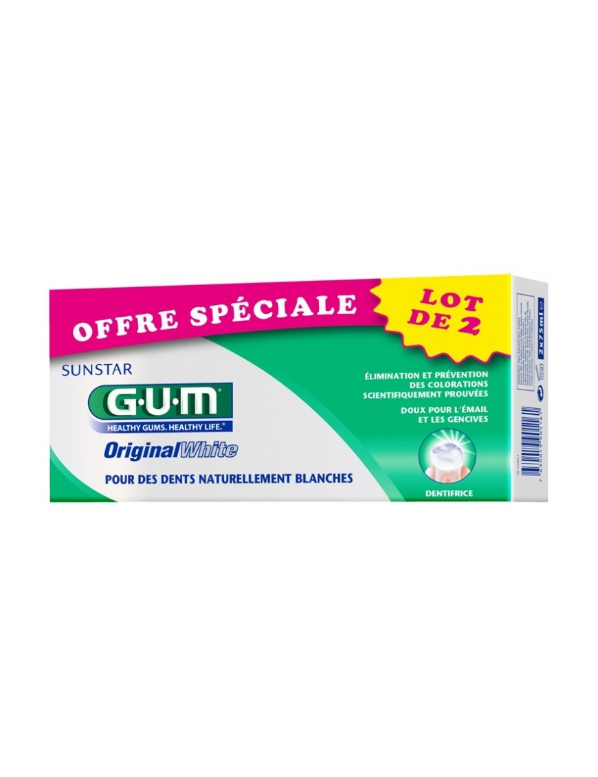 GUM ORIGINAL WHITE DENTIFRICE OFFRE PROMO T/75ML