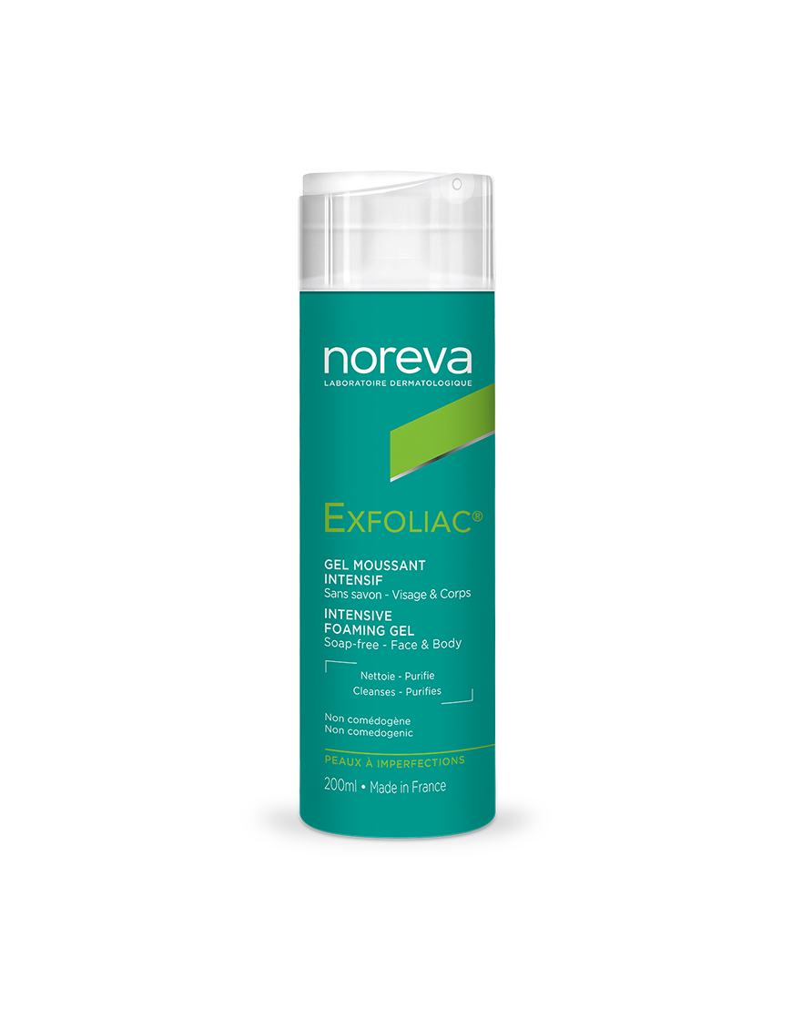 Exfoliac Gel Moussant Noreva 200ml | Nettoyant Doux pour Peau Grasse