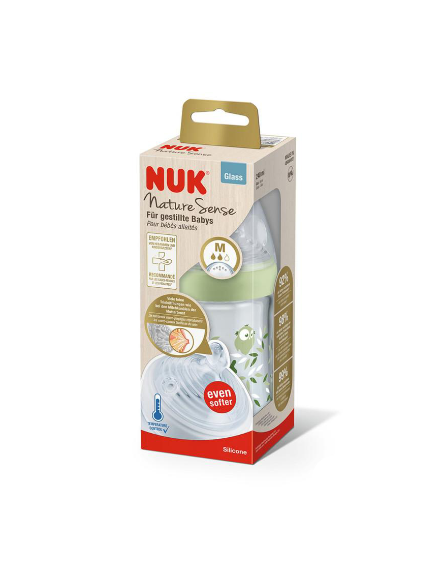 Biberon Nature Sens en Verre 240ml pour Bébé - NUK