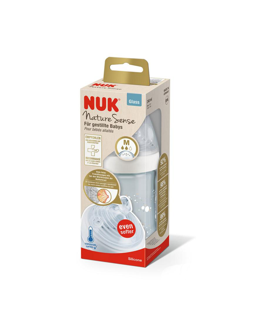 Biberon Nature Sens en Verre 240ml pour Bébé - NUK