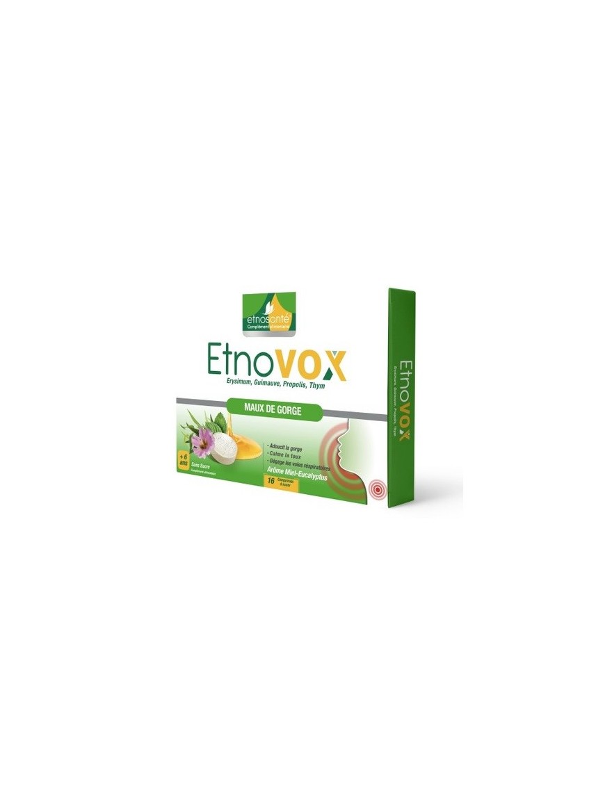 MAUX DE GORGE ETNOVOX MIEL EUCALYPTUS 16 COMPIMES