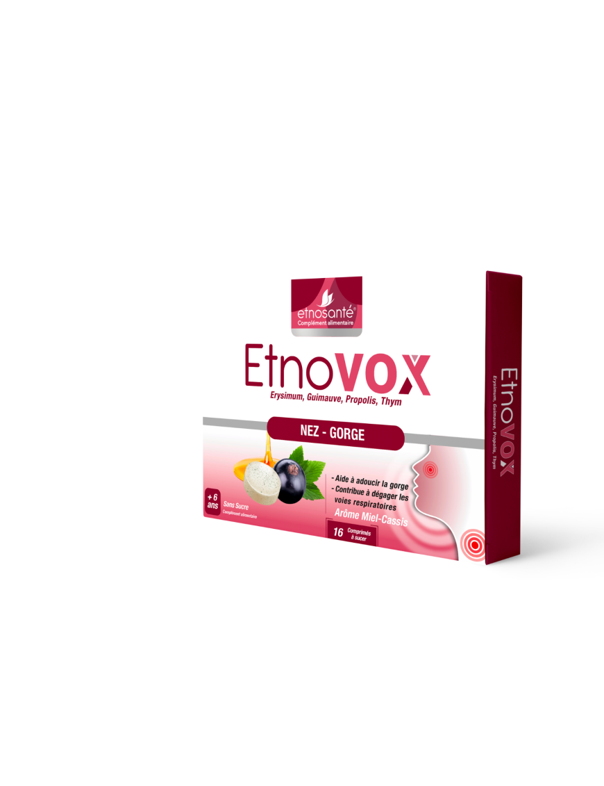 MAUX DE GORGE ETNOVOX MIEL CASSIS 16 COMPIMES