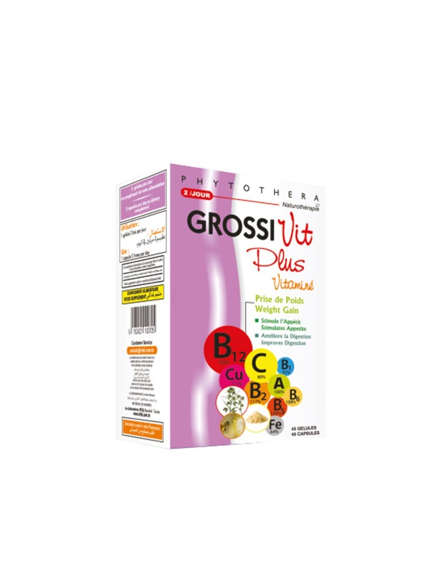 COMPLEMENTS ALIMENTAIRES PRISE DU POIDS PHYTOTHERA GROSSIVIT PLUS 45 GELULES
