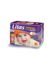 COUCHE BEBE LILAS 5-10 KG CONFORT MAX ACTIF 28 PIECES