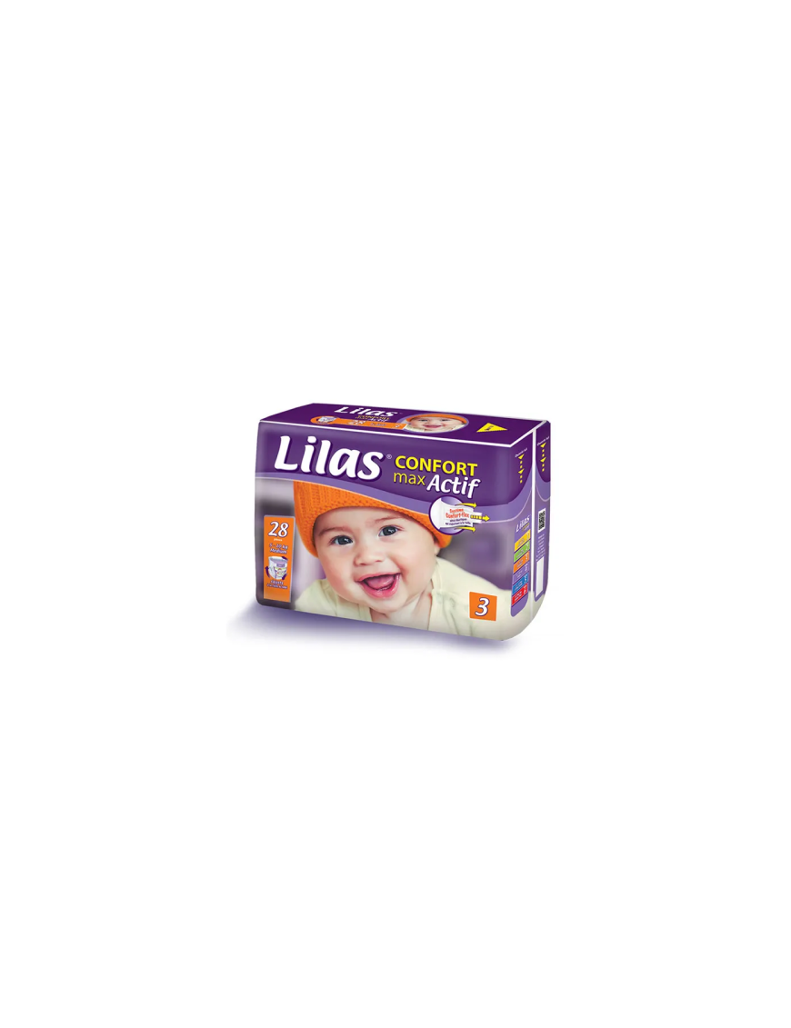 COUCHE BEBE LILAS 5-10 KG CONFORT MAX ACTIF 28 PIECES