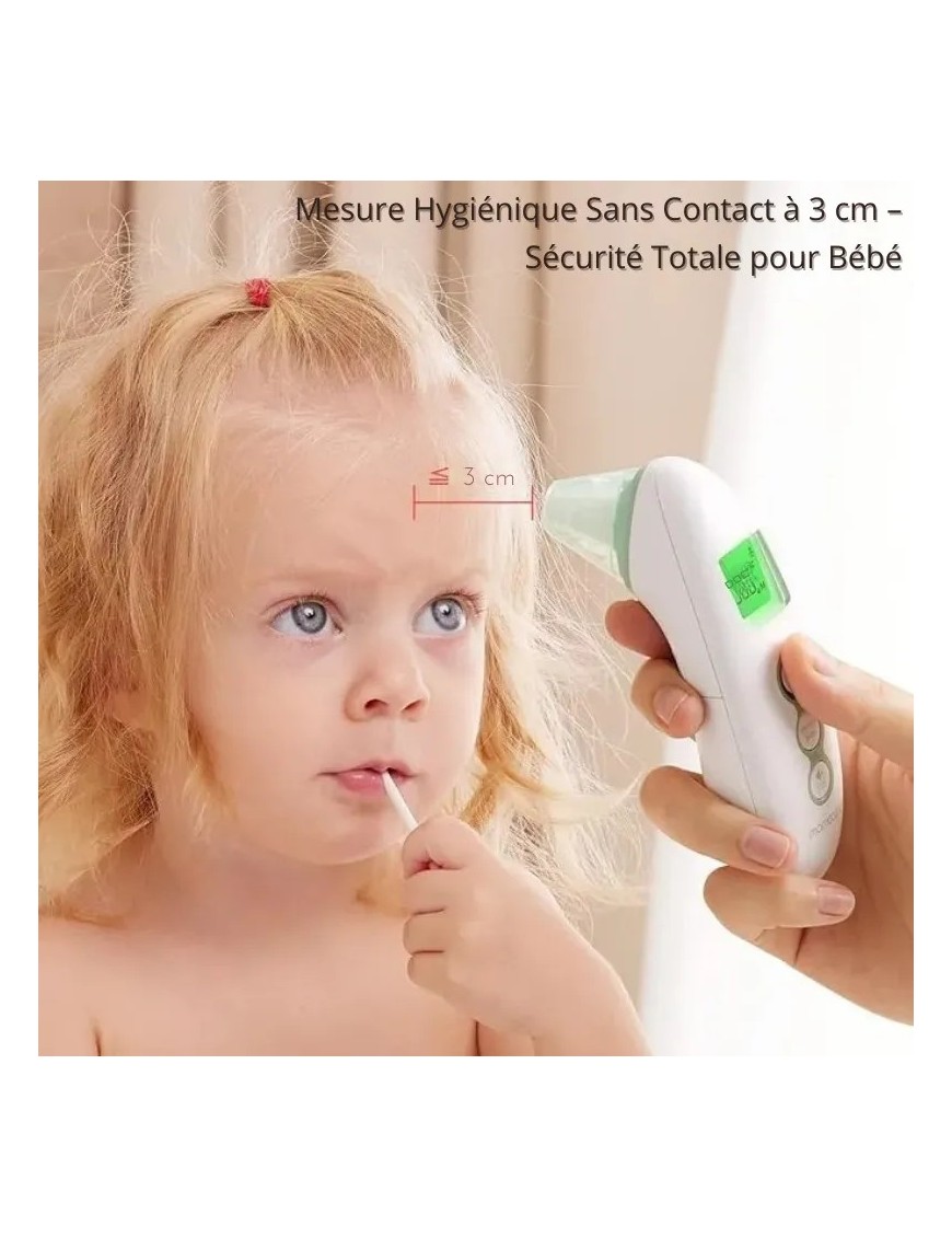 THERMOMETRE INFRAROUGE SANS CONTACT MOMCOZY FRONT ET OREILLE, BEBE ENFANTS ET ADULTES