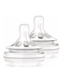 TETINE DE BIBERON NATUREL AVENT EN SILICONE PHILIPS AVENT 2 PIECES 3MOIS+