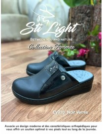 SABOT ORTHOPEDIQUE STI LIGHT POUR FEMME NOIR VERNIS