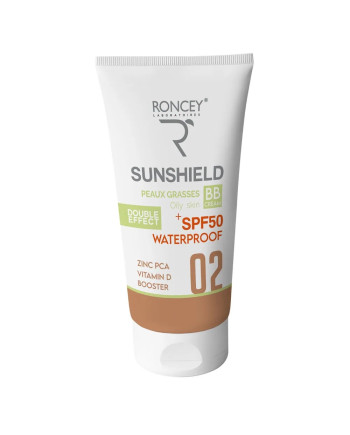 ÉCRAN SOLAIRE  PEAUX GRASSES TEINTE 02 RONCEY SUNSHIELD SPF 50+ 50ML
