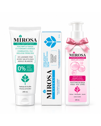 Pack Mirosa Éclaircissante – Gel, Crème & Eau Micellaire