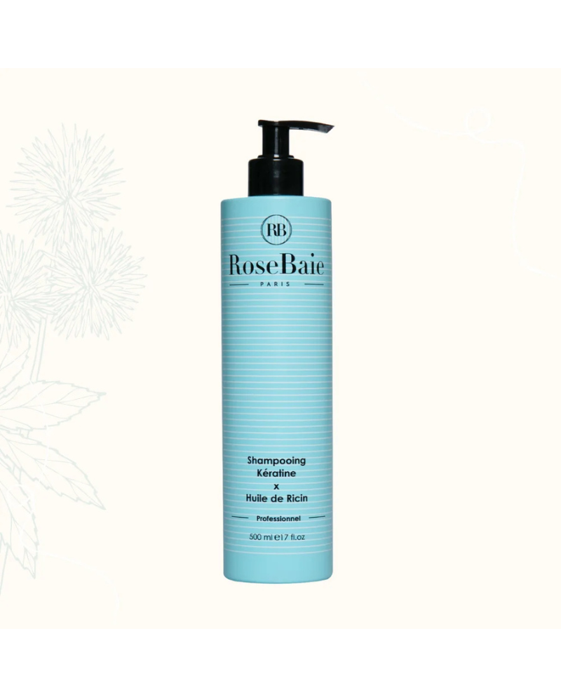 SHAMPOING HUILE DE RICIN X KERATINE ROSEBAIE 500 ML