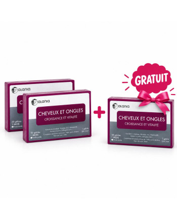 COMPLEMENT ALIMENTAIRE CHEVEUX ET ONGLES CROISSANCE ET VITALITE ALANIA 2+1 OFFERT
