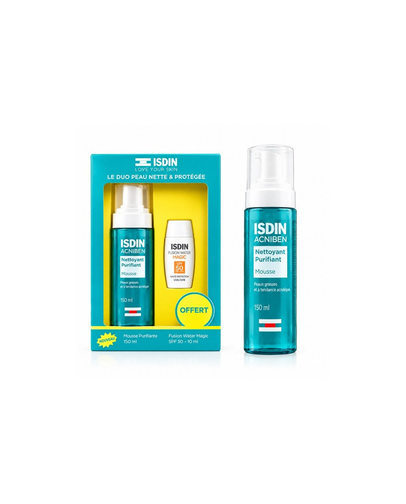 Coffret ISDIN Acniben Peau Grasse – Mousse + Écran Solaire